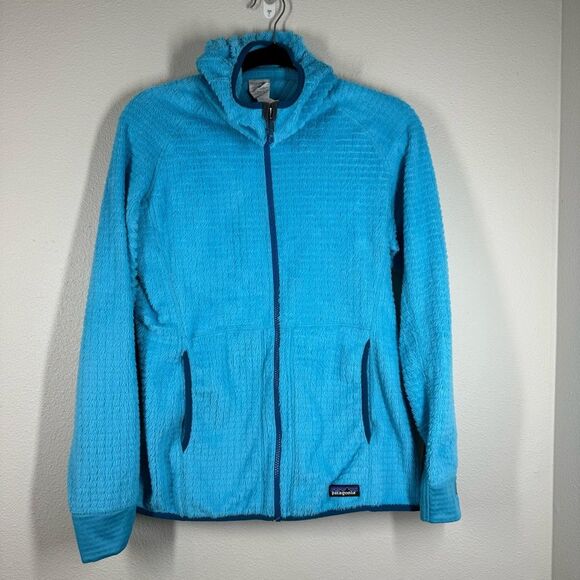 Patagonia R3 Hoody Jacket Ultramarine Blue Full Zip Faux Fur Grid Size Medium - Picture 1 of 7